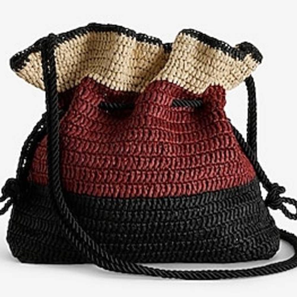 (NEW WITH TAGS) Express Woven Straw Drawstring Bag